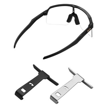 Imagem de MYCOURAG Wicket metálico de substituição para óculos de sol Oakley Sutro Lite OO9463/Sutro Lite AF OO9463A/Sutro Lite Sweep OO9465/Sutro Lite Sweep OO9465 (ventilado) - preto + prata