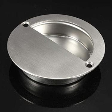 Imagem de Maçaneta da porta de aço inoxidável embutida Puxar Recessed Circular Oval Rectangular Hardware Gaveta Embutida Para Ferramentas Domésticas, Circular Coberta