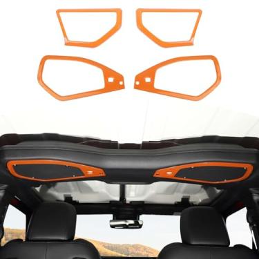 Imagem de JOSHELA Capa de acabamento para alto-falante de teto 2024 Jeep JL A Pillar Top Apto para Jeep Wrangler JL JLU Gladiator JT 2024 Up Laranja Acessórios interiores 4 peças