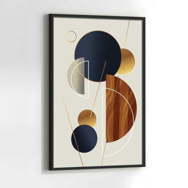 Imagem de Quadro Abstrato Geomêtrico Marrom com Moldura Decorativo 40x60 Sala de jantar Quarto Decoração Vertical Parede