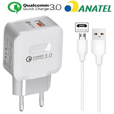 Imagem de Carregador Para Viagens Turbo Micro Usb V8 Fast Charger 3.0 - Sumexr