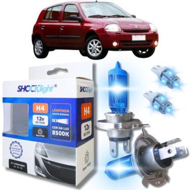 Imagem de Kit par lâmpadas super branca conector h4 8500k shocklight + par leds 