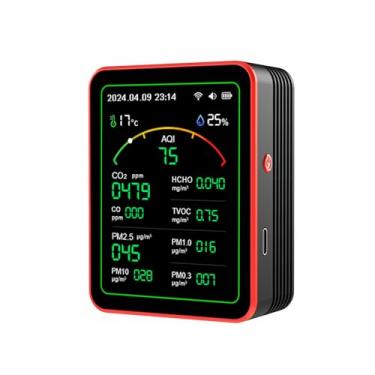 Imagem de Monitor de qualidade do ar 15 em 1 testador inteligente de qualidade do ar com CO2/HCHO/TVOC/AQI/PM0.3/PM1.0/PM2.5/PM10/temperatura/umidade/temporizador/temporizador/temporizador de contagem
