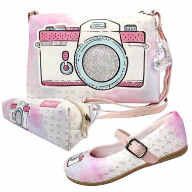 Imagem de Kit Infantil Feminino Sapatilha, Bolsa E Estojo Máquina Fotográfica, M
