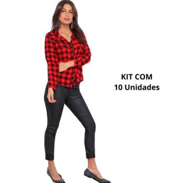 Imagem de 10 Camisas Xadrez Adulta Feminina no Atacado pra Revenda - Fantasias C