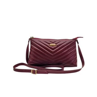 Imagem de Bolsa Feminina Couro Transversal Matelassê Moda Andreia Ribeiro (Vermelho)