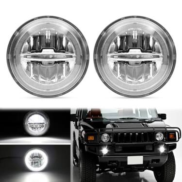 Imagem de HTZCMOTO Luz de neblina frontal de LED com anel de halo DRL compatível com H2 2003 2004 2005 2006 2007 2008 2009, kit de farol de neblina Angel Eye, peça OEM nº 15258697