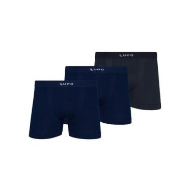 Imagem de Kit com 3 Cuecas Boxer Lupo 661-001 Colorido, Azul marinho, XG