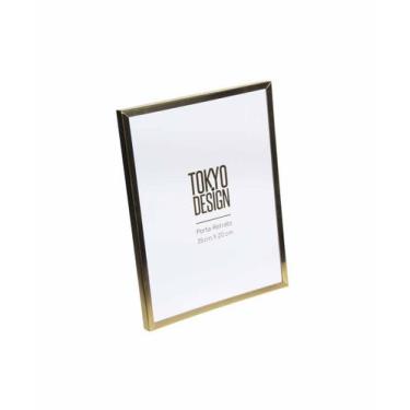 Imagem de Porta Retrato em Metal e Vidro 15x20 Moldura Lisa - Tokyo Desing, Dour