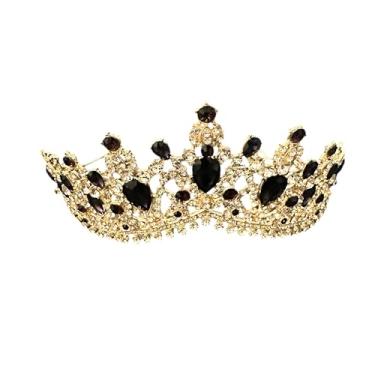 Imagem de Western Stakes Tiaras para meninas, casamento, quinze anos, 15 anos, coroa alta, acessórios de cabelo para formatura, aniversário, eventos, tiara de princesa com strass de cristal, Black, Metal