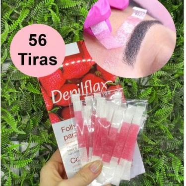 Imagem de Kit 56 Tiras de Cera para Sobrancelhas Design Natural Depilflax 1cm - 