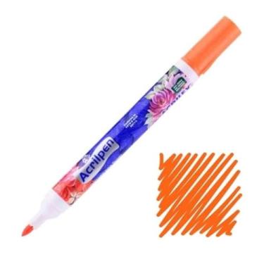 Imagem de Acrilpen Caneta Para Tecido 517 Laranja Acrilex Permanente e Personalização É Ideal Para Personalizar E Detalhar Seus Projetos De Tecido Com Precisão E Durabilidade