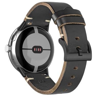 Imagem de FIILIIX Pulseira de relógio de couro macio de chifre compatível com o relógio Google Pixel2/Pixel 3, pulseira de substituição elástica para relógio inteligente Pixel