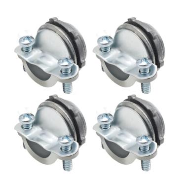 Imagem de MAKERELE Pacote com 4 conectores de cabo tipo braçadeira de 1/2 polegada listados pela UL - Liga de zinco para conduíte metálico - Conectores fundidos de zinco premium para instalação segura de cabos