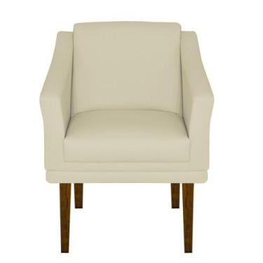 Imagem de Poltrona Decorativa Gran Diego Pés Quadrados - Dritex, Suede Bege