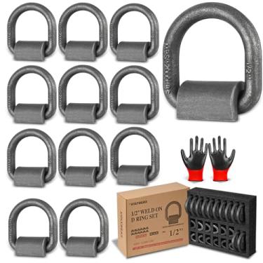 Imagem de VOLYBEAR Pacote com 12 anéis D forjados para serviço pesado de 1/5.1 cm, âncora de amarração de reboque de anel D de 1/5.1 cm para reboque, caminhonete, semi-caminhão, RV, amarrações de ATV, máquinas