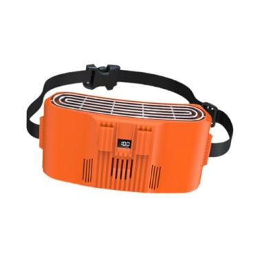 Imagem de IEUDNS Ventilador de cintura versátil, refrigerador confortável, portátil, para uso em locais de trabalho, esportes ao ar livre, viagens de verão, Semicondutor Laranja