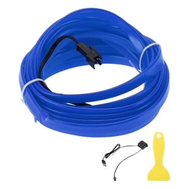 Imagem de A ABSOPRO Cabo de fio EL de 5 m LED com cordão luminoso, iluminação interior de carro, faixa de LED, luz neon flexível para decoração de carro USB(5V) azul