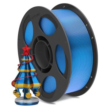 Imagem de ANYCUBIC Filamento de seda, filamento PLA para impressora 3D brilhante sem entupimentos 1,75 mm, precisão dimensional +/- 0,02 mm, carretel reutilizável de 1 kg (1 kg), azul seda