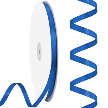 Imagem de Rilisili Fita fina de cetim azul royal 1/4 polegada 100 jardas fitas de cetim dupla face para embrulho de presente, casamentos, convites, buquê de flores, costura de laço