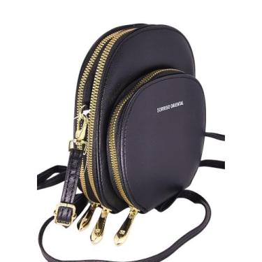 Imagem de Bolsa feminina transversal carteira tiracolo porta celular redonda 3 d