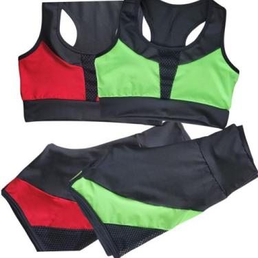 Imagem de Kit 2 Roupas De Academia Feminina Conjunto Ginástica Treino - WM, Verm