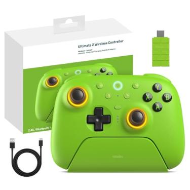 Imagem de RunSnail Controlador sem fio 2.4G 8Bitdo Ultimate 2 para PC Android, Joystick TMR, efeito Hall alternável/gatilhos táteis, anel de fogo RGB, controlador de tecnologia sem fio de 8 velocidades com base
