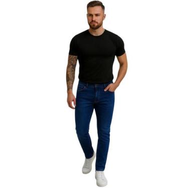 Imagem de Calça Masculina Hering Jeans Slim Skinny Com Lycra Elastano Touch, Azu