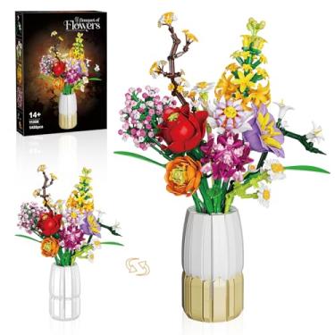 Imagem de 2 in 1 Vase Flowers Bouquet Building Set, Artificial Flowers Bouquet Sets for Adults & Women, Comptatible with Lego Flowers Bouquet Botanicals Collection, 1458 PCS