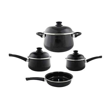 Imagem de Conjunto de Panelas Bojudas Esmaltadas Preto - 4 Peças - Ewel, Linha Mãe Ágata