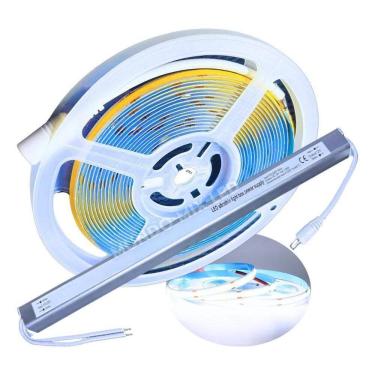 Imagem de 05Metros Fita Led Cob 1800Led Para Perfil + Fonte Ultra Slim