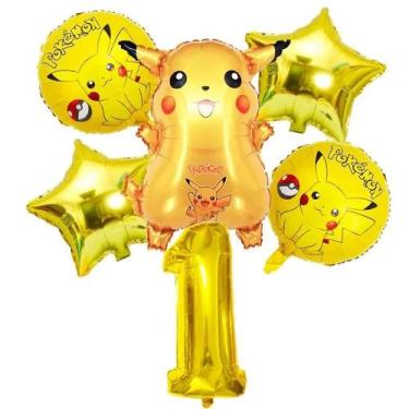 Imagem de Conjunto De Balões De Aniversário Pokémon Pikachu Squirtle Charmander 