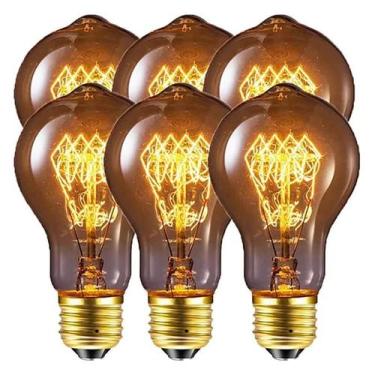 Imagem de Lâmpadas Vintage Edison Dimmable Brancas Quentes 6pcs 60W 40W E27 A60 