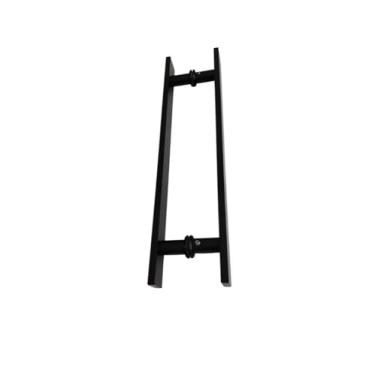 Imagem de Puxador Barra chata para porta de vidro ou madeira em alumínio 40x30 cm entre eixos (Preto)