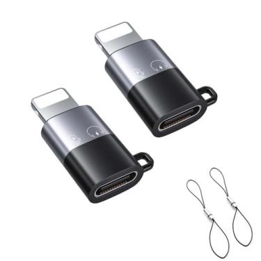 Imagem de iMusk Pacote com 2 adaptadores de áudio para telefone DJI Mic Mini RX fêmea para macho, conector de portas tipo C e Lightning com dois cordões (adaptador fêmea tipo C para macho Lightning)