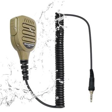 Imagem de Microfone de alto-falante de ombro resistente compatível com Motorola EVX-S24, Yaesu VX-6R, FT-270R, série Standard Horizon HX, design PTT robusto (Deset Tan)
