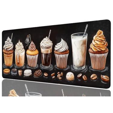 Imagem de Tapete de mesa de café, tapete de mesa para jogos, teclado de mouse grande, quadro-negro, cupcake, leite gelado, feijão de café, tapete de mesa, teclado de computador, tapete de mouse, tapete de