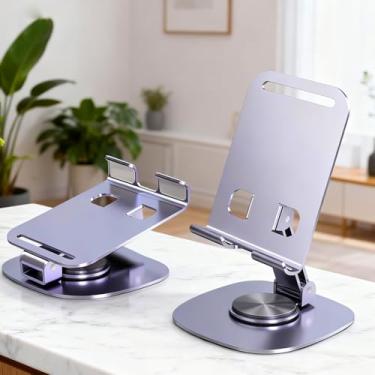 Imagem de Suporte de telefone para mesa, suporte de telefone de mesa giratório de 360°, resistente e ajustável, suporte dobrável para celular, acessórios de mesa de escritório, compatível com smartphones de 4,7