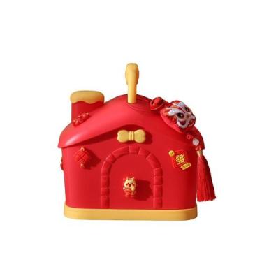 Imagem de Caixa de presente de Ano Novo Chinês em forma de casa com Lion Dance O