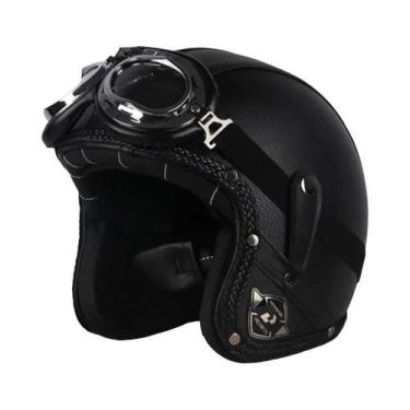 Imagem de Capacete de Motocicleta Retrô 3/4 - Couro PU - Estilo Chopper Vintage,
