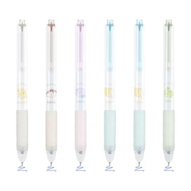 Imagem de BAYTORY 6 peças lindas canetas de gel apagáveis retráteis, canetas apagáveis de ponta fina de 0,5 mm, aderência confortável premium, para completar sudoku e palavras cruzadas (tinta azul)