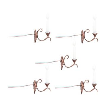 Imagem de Yunhgft Conjunto de 5 Luminárias de Parede LED em Miniatura Na Escala 1:87, para Ferromodelismo E Iluminação Pública, Bronze