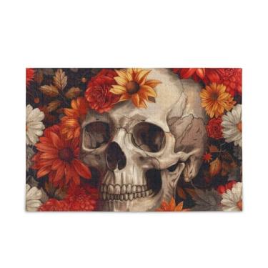 Imagem de WELLDAY Quebra-cabeça crânio com flor, 500 peças, grande jogo de arte para adultos e adolescentes