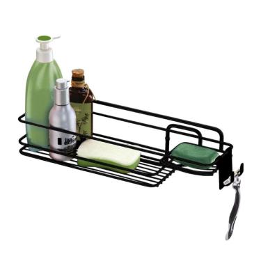 Imagem de Suporte Porta Shampoo Sabonete Parede Prateleira Banheiro Preto Fosco - 998PT Future