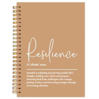 Imagem de Yhtrg Cadernos espirais inspiradores de definição de resiliência, caderno de citação motivacional marrom, diários positivos para escrever, caderno de dicionário de resiliência para anotações, 14 x 21