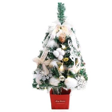 Imagem de Árvore Artificial de Mesa com Luzes Baterias Trees Battery Operated Prelit Corda Laço Veado Coelho Cabelo Algodão Penacho Sino Decorações Floco Neve p