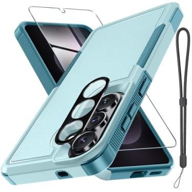 Imagem de RMOCR Capa para celular Samsung Galaxy A57 5G com protetor de tela + capa de lente de câmera, capa de telefone resistente à prova de choque de grau militar com alça de cordão de pulso para Sam A57