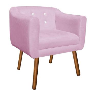 Imagem de Poltrona Julia Rosa Bebê Com Strass Pés Palito Castanho