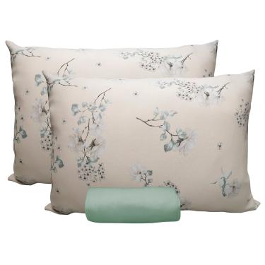 Imagem de Jogo de Cama KazzaVip Queen Malha Mista 70% Algodão e 30% Poliéster Gramado 3 Peças Verde