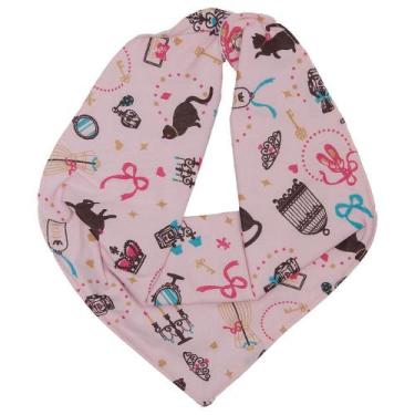 Imagem de Babador Bandana Enxoval Menina Gatinha Rosa Acessorio Fotos Alimentaçã